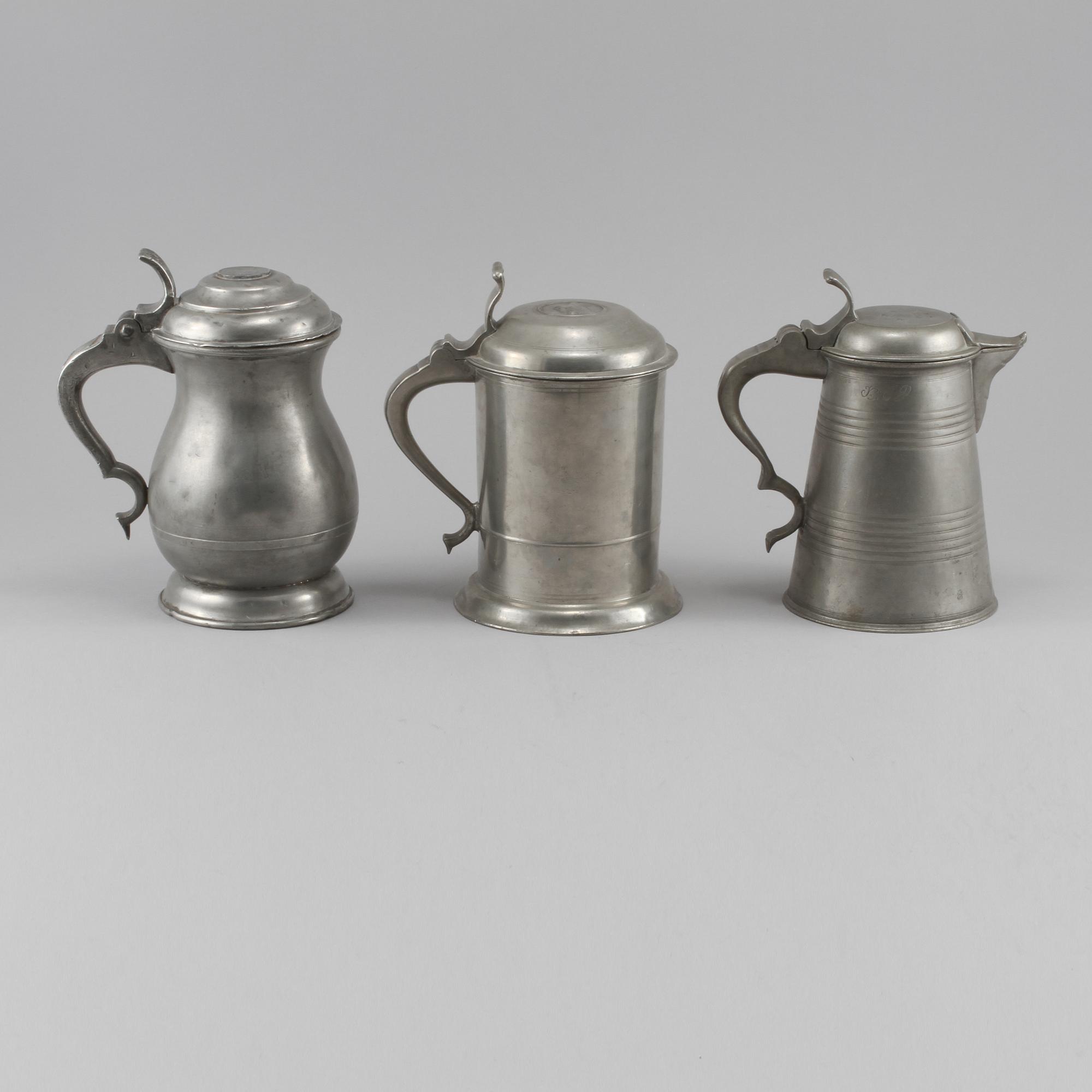 TENNSTOP, 3 st, tenn, 1800-tal.