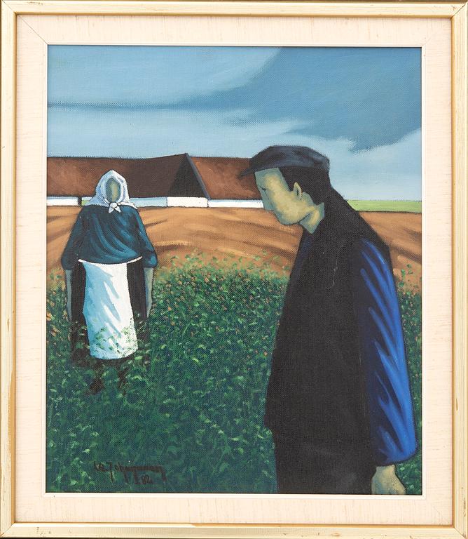 Leif Johansson, olja på pannå signerad och daterad 82.