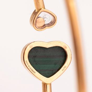 CHOPARD. A 18K gold bracelet "Happy hearts" with a diamond and malakite. Marked 857482, 6508783 and Made in Germany.