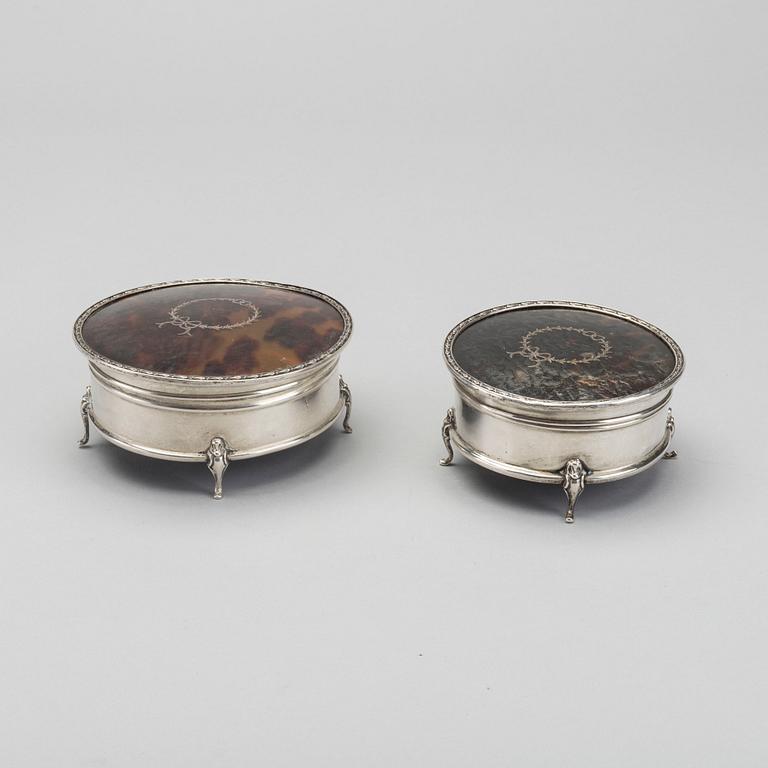 TOILETTSET 5 dlr silver och sköldpadd Birmingham 1920-tal.