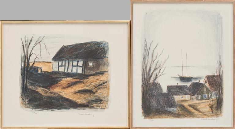GUSTAV RUDBERG, färglitografier, 2 st, signerade och numrerade 112/360 resp 62/360.