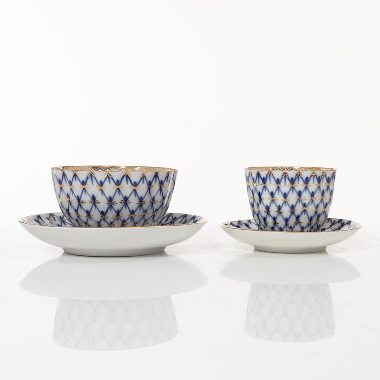 A 35-piece 'Cobalt Net' porcelain  Lomonosov, Soviet Union.