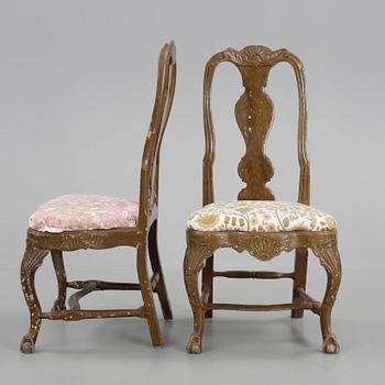 STOLAR, 4 st, senbarock/rokoko, 1700-talets första hälft.