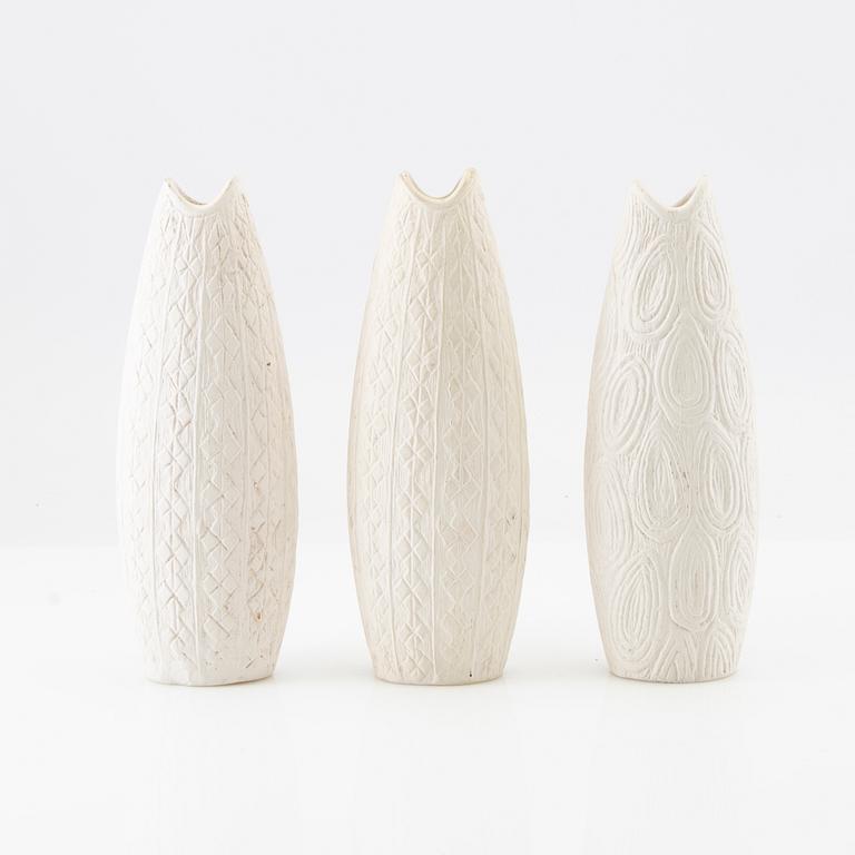 Gunnar Nylund, vases 3 pcs. Likely Nymölle 1950s/60s. Denmark.