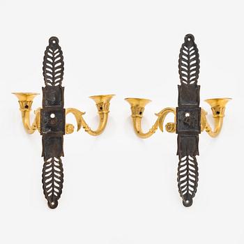 Appliques, ett par, Senempire 1800-talets mitt, brons.