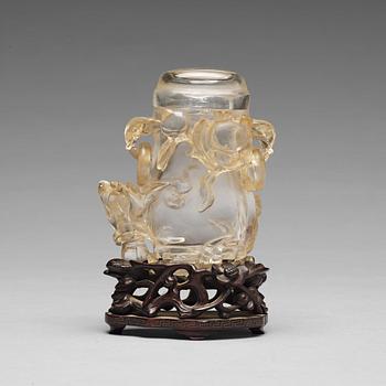 704. A carved rock chrystal vase with cover, Qingdynasty, circa 1900.
