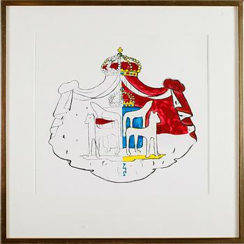 STAFFAN HALLSTRÖM, litografi med gouache, monogramsignerad.