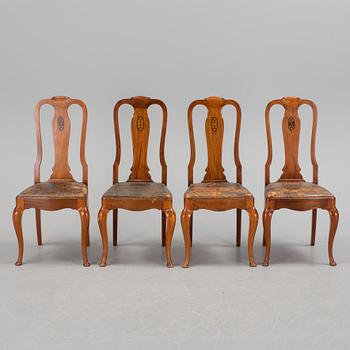 Four Baroque style mahogany chairs, mid 20th Century.