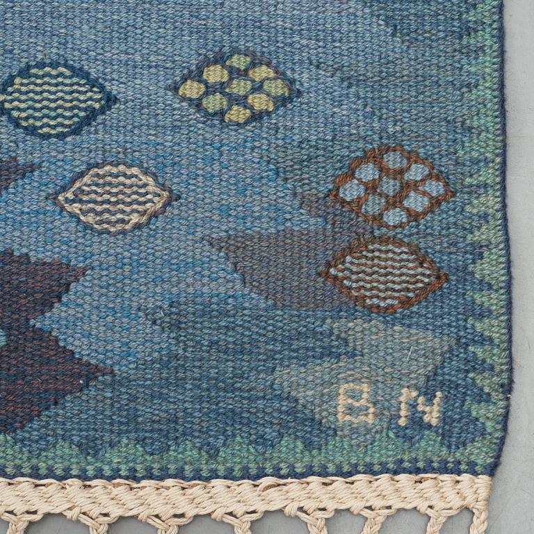 Barbro Nilsson, A carpet, "Tånga blå", flat weave, ca 355 x 252-256 cm, signed AB MMF BN.