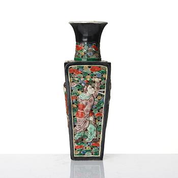 A famille noire pireced vase, Qing dynasty, 19th Century.