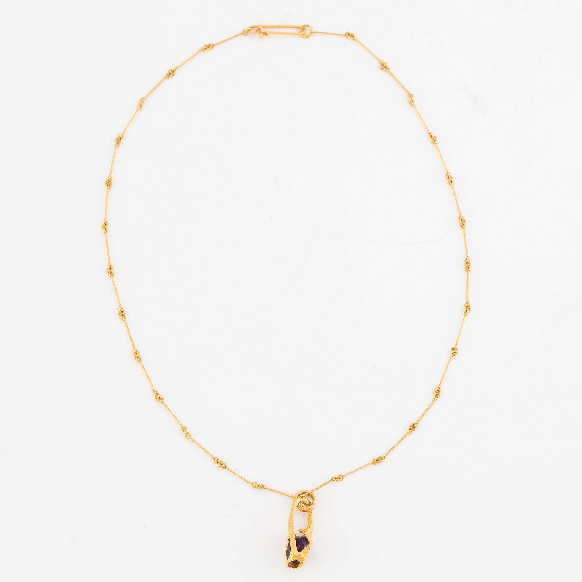 Björn Weckström, necklace, "Renklockan", 18K gold with amethyst, Lapponia.
