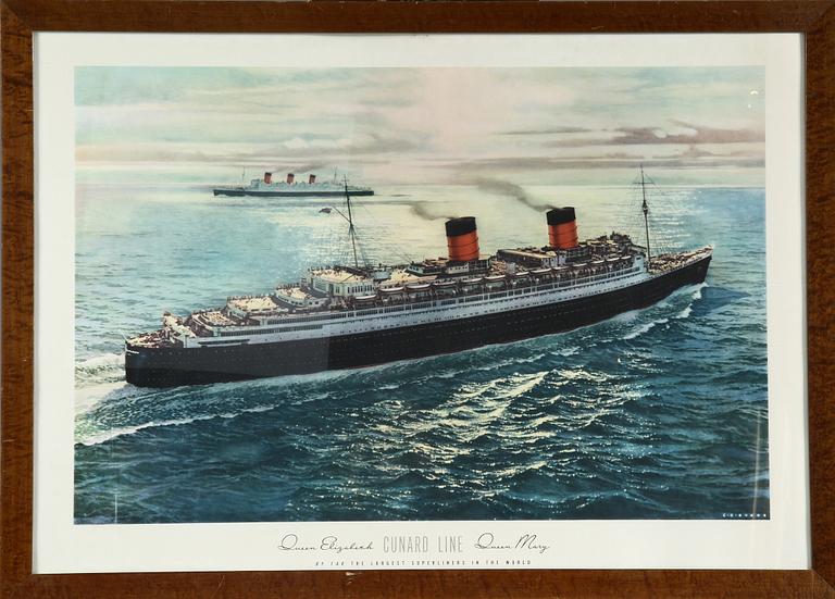 AFFISCH, "CUNARD LINE", 1900-talets andra hälft.