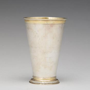 A Baltic 18th century parcel-gilt marriage beaker, mark of Christian Mathias Möring, Reval (1742-1787).