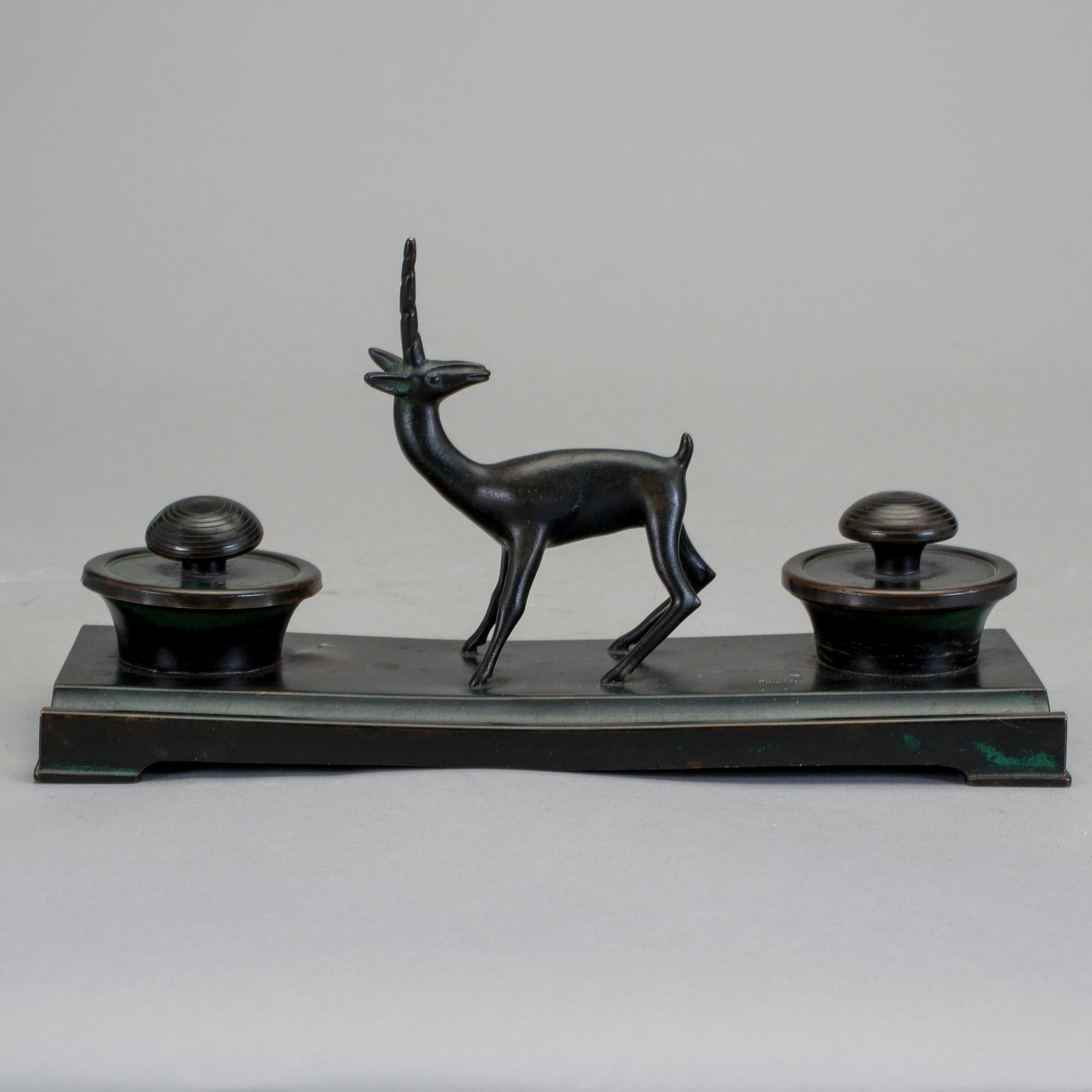 SKRIVSET, brons, Nils Fougstedt, Fabriksaktiebolaget Kronsilver FAK, 1920/30-tal.
