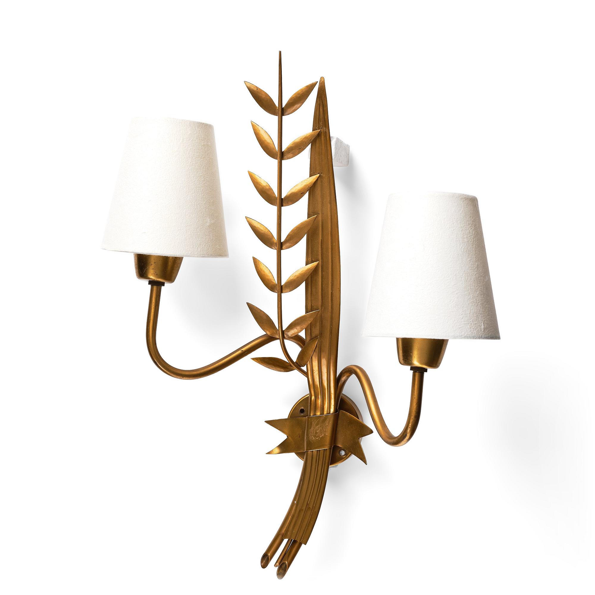 Hans Bergström, a set of three wall lamps, model "333", ateljé Lyktan, Sweden 1940-50s.