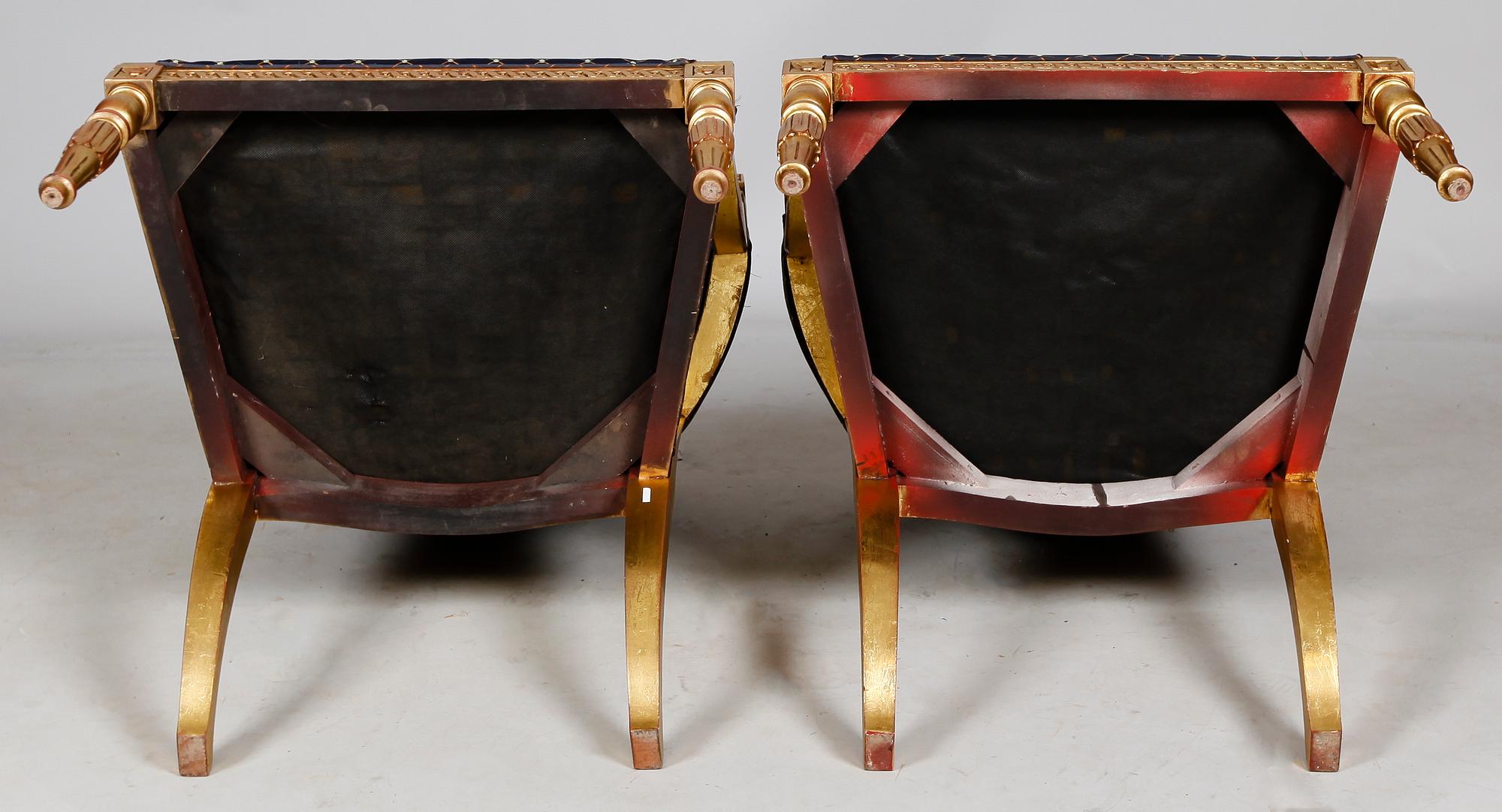 BALJFÅTÖLJER, 1 par, empirestil, 1900-tal.