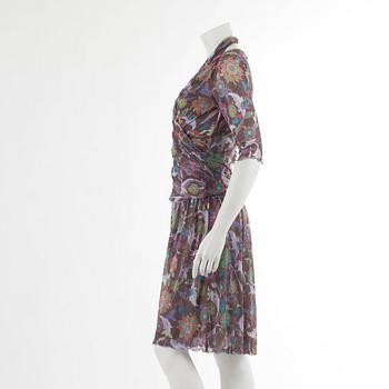 DIANE VON FURSTENBERG, patterned halterneck dress with top (size L), US size 10.