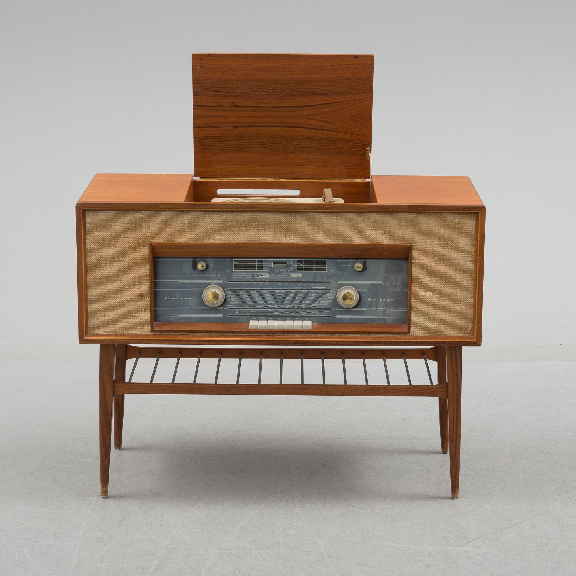 A teak radio gramophone 'Conserton Boston', Philips, 1950's.