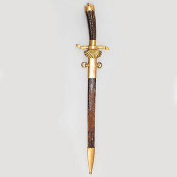 An early 20th Century hunting sword with scabbard.