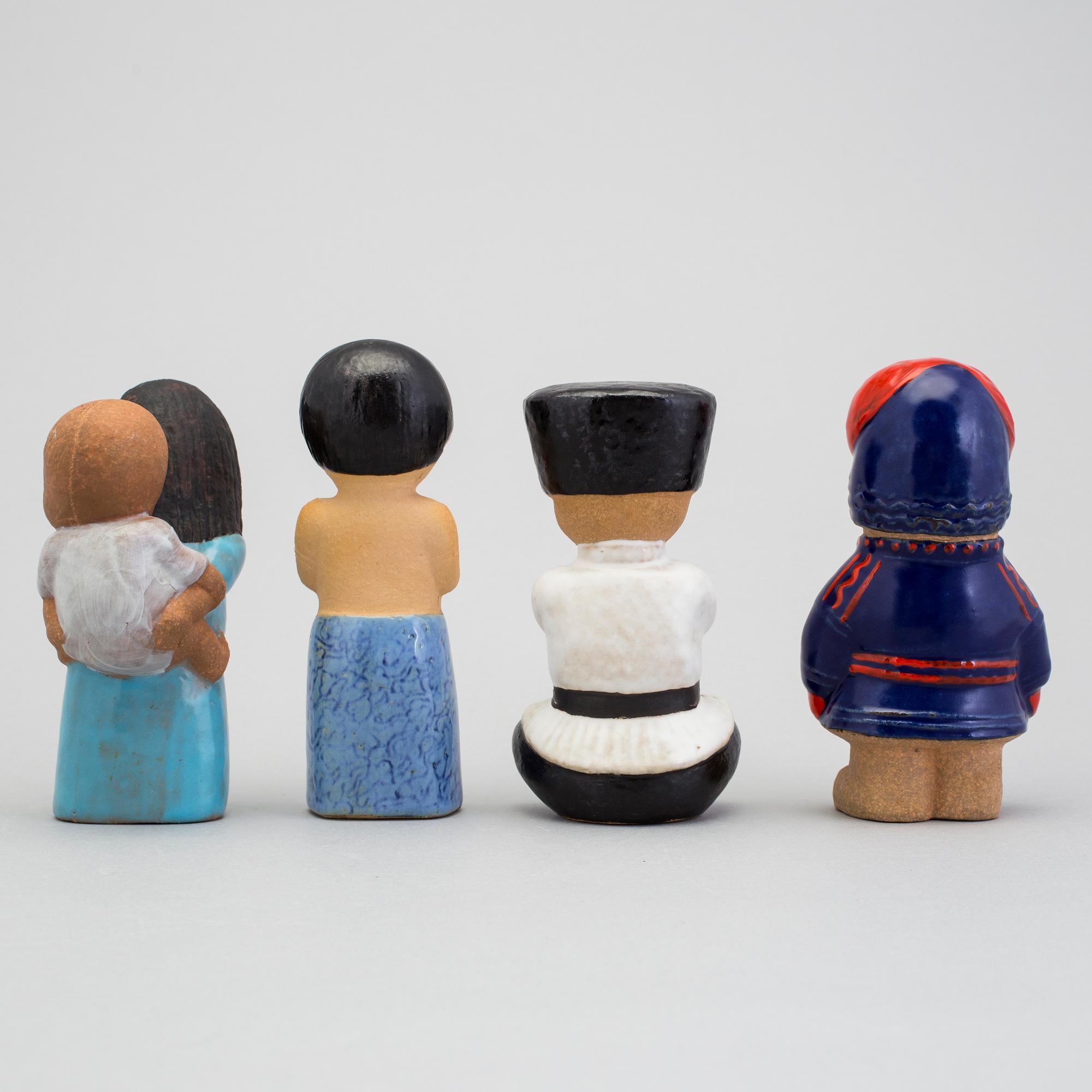 A set of eight stoneware sculptures " All världens barn"  by Lisa Larson, 1974-75.