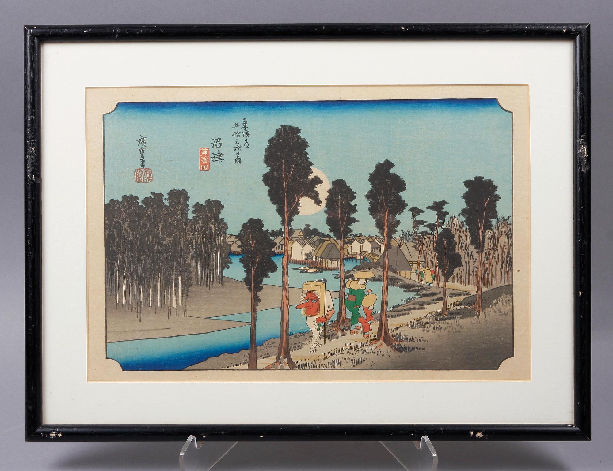 HIROSHIGE, träsnitt Japan. 1800/1900-tal.