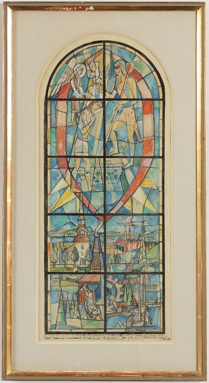 Einar Forseth, "Studie till glasmålning för Norrbärcke kyrka, Dalarna".