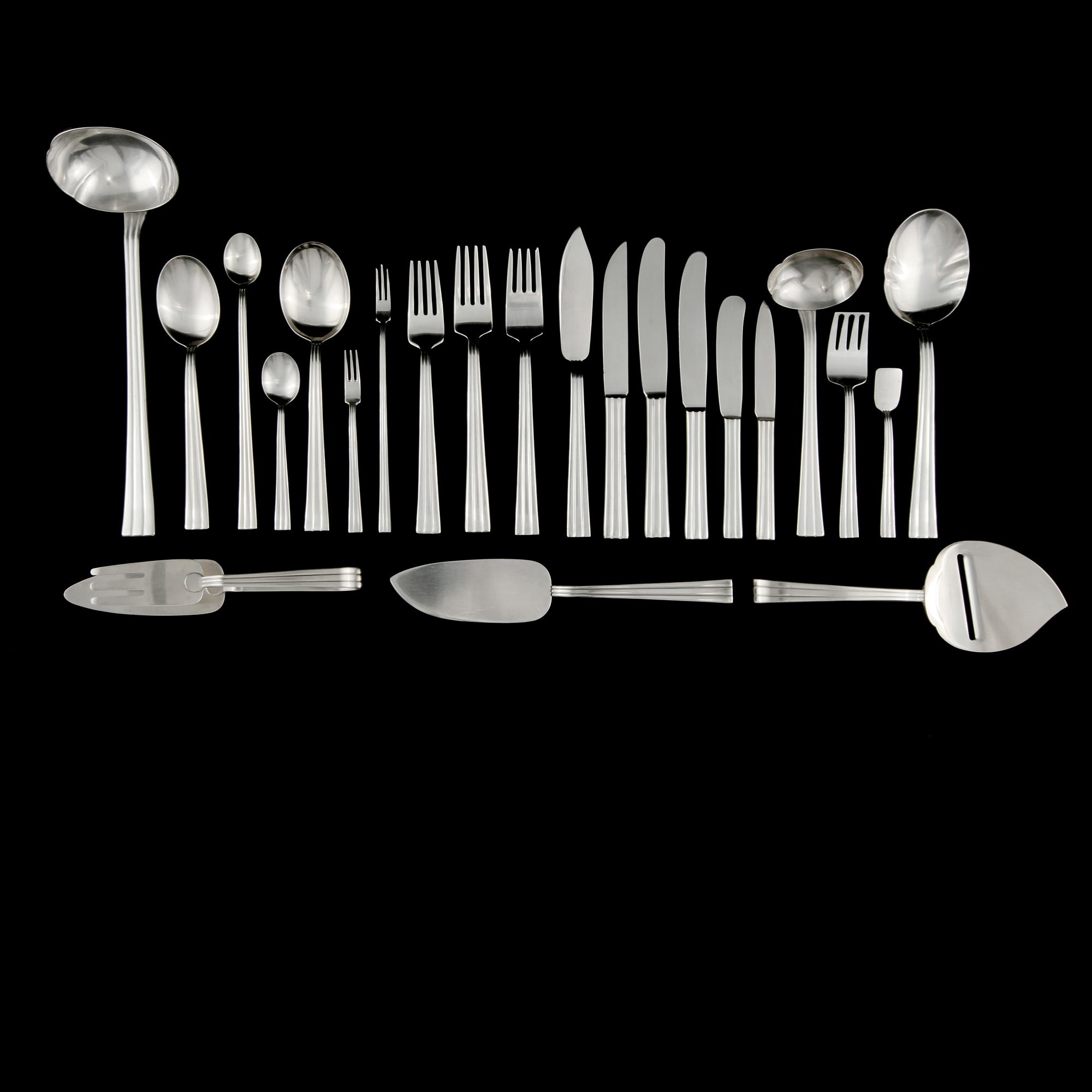 BESTICKSERVIS, 142 delar, rostfritt stål, "Thebe", Folke Arström, Gense, 1900-talets mitt.