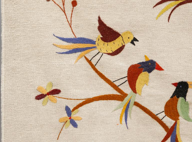 An embroided oriental flat weave carpet, circa 225 x 175 cm.