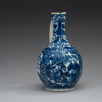 A blue and white Japanese ewer, Genroku, 17th Century.