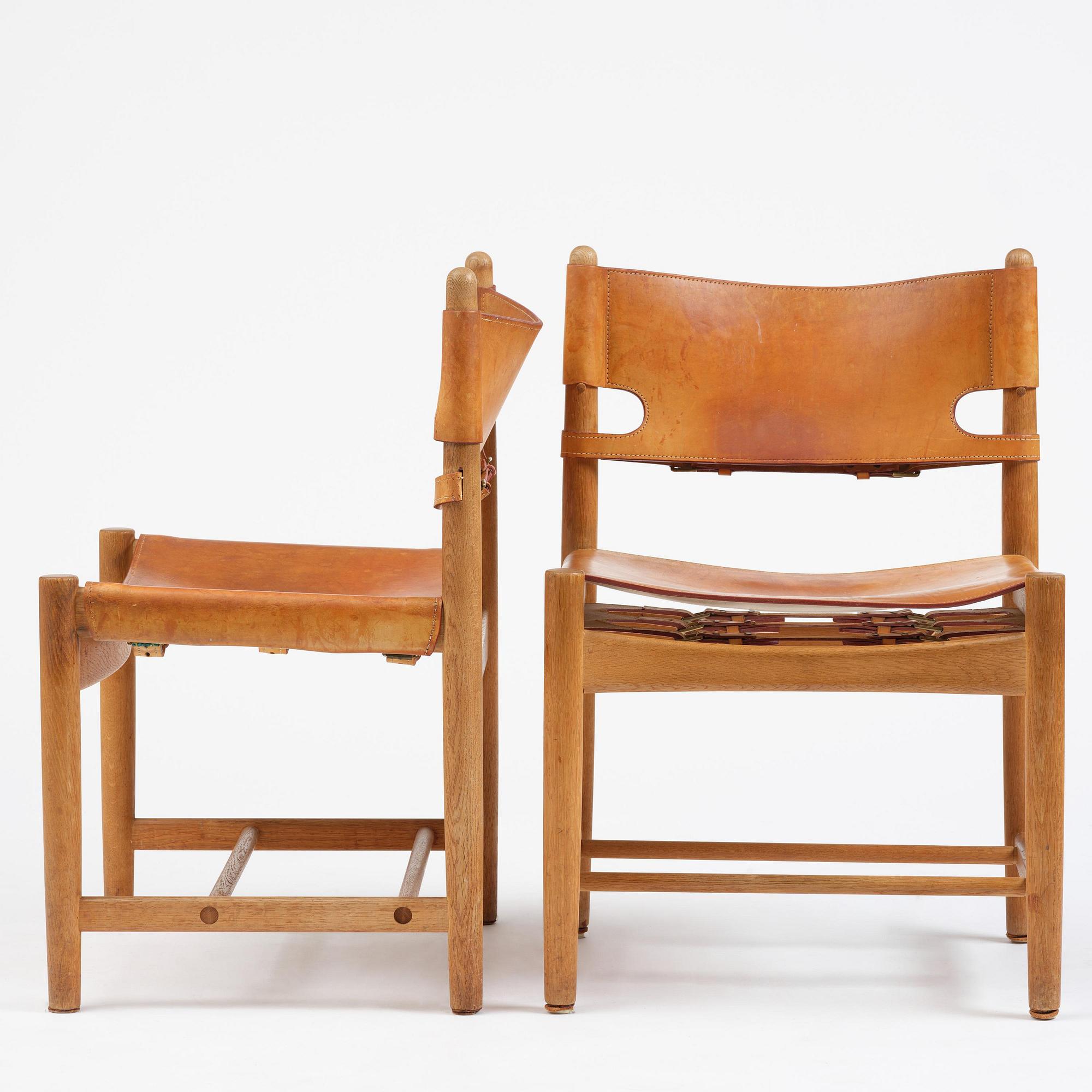 Børge Mogensen, a set of eight "Jagtspisestol"/"Spanish Dining" chairs model 3237 & 3238, Fredericia Stolefabrik, Denmark.