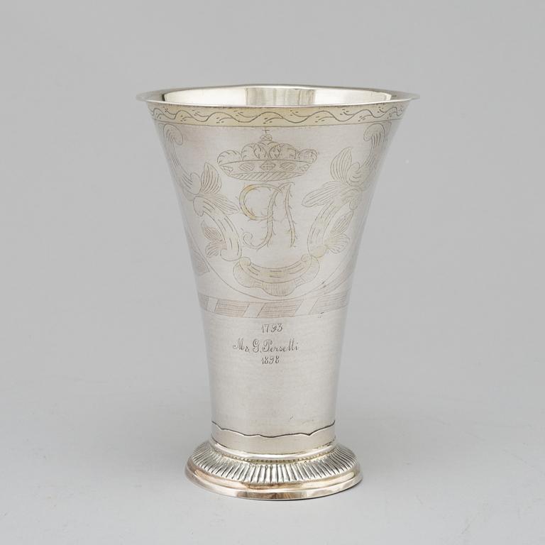 LORENTZ LINDEGREN, bägare, silver,  Borås, 1793.