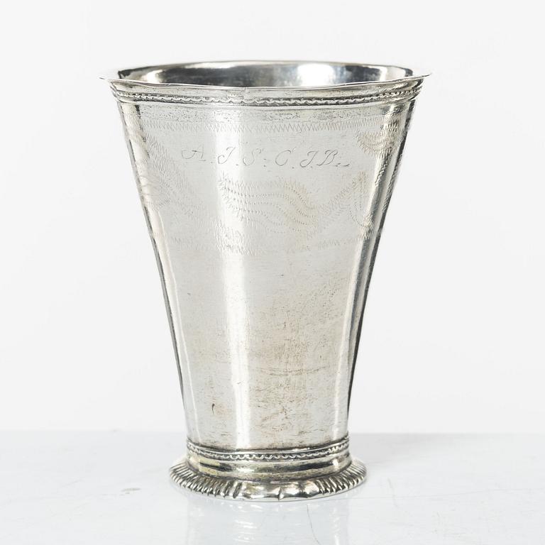 A Swedish 18th century silver beaker, mark of Johan Wasserman, Lindesberg, Sweden  1761.
