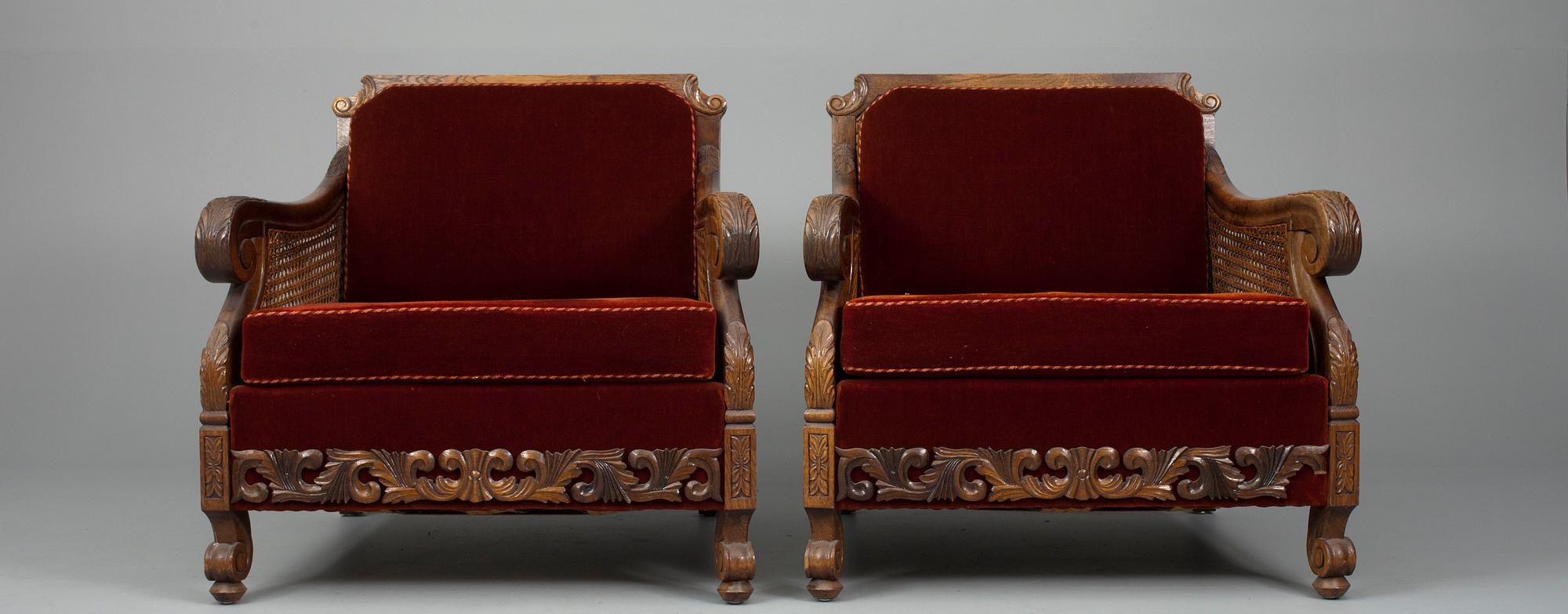 MÖBLEMANG 4 delar, ek, 1900-talets början.