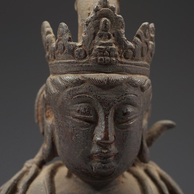 A bronze figure of a Guanyin, presumably Ming dynasty (1368-1644).