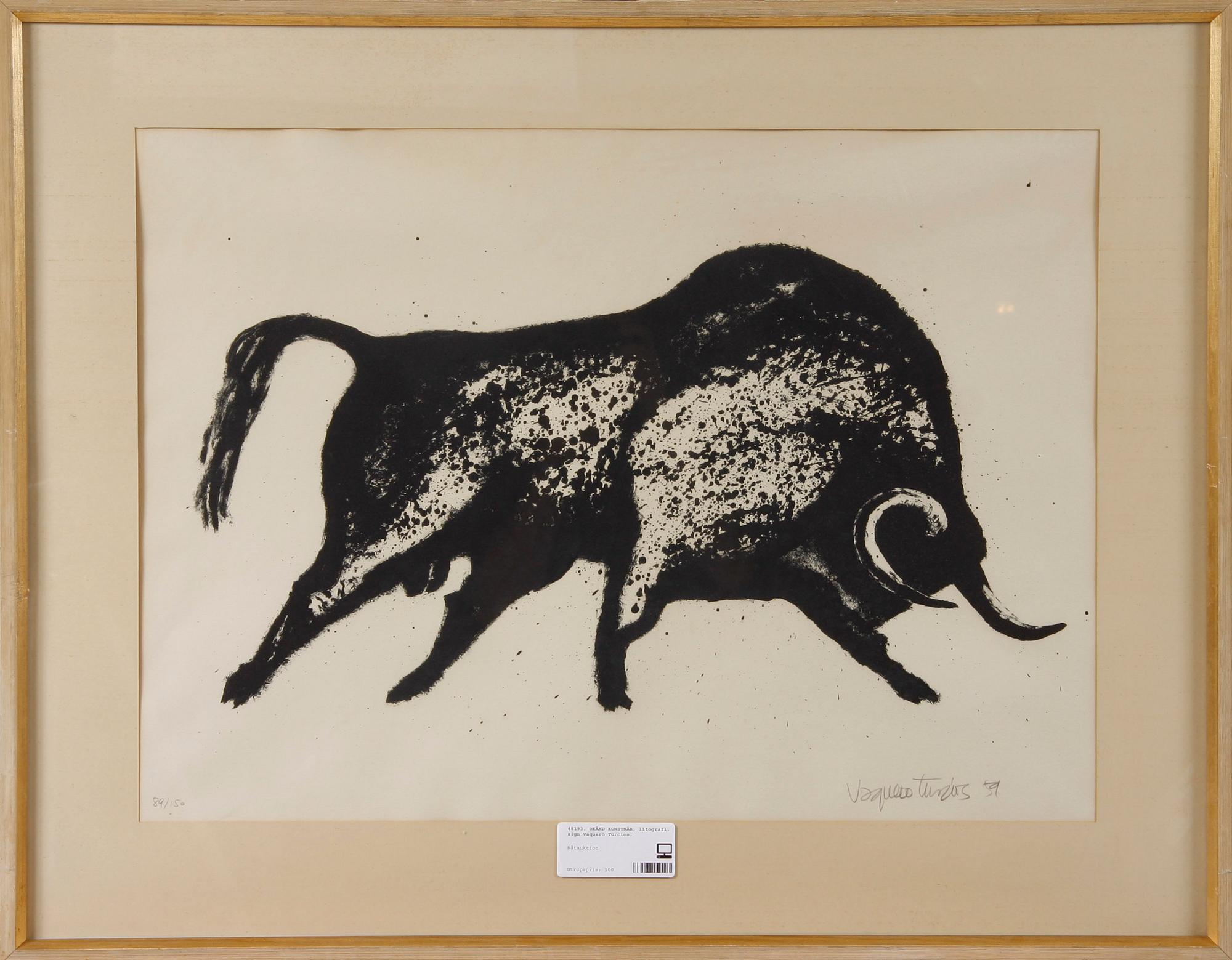 OKÄND KONSTNÄR, litografi, sign Vaquero Turcios.