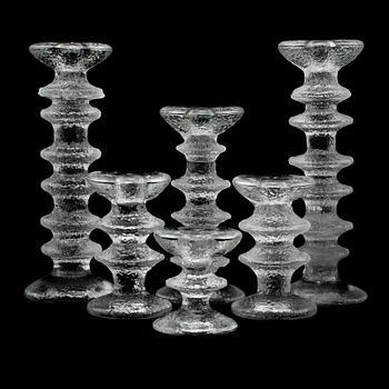 LJUSSTAKAR, 6 st, glas, "Festivo", Timo Sarpaneva, Ittala. Formgivna 1966