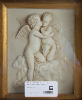 RELIEFER, 2 st, parian, 1900-talets andra hälft.