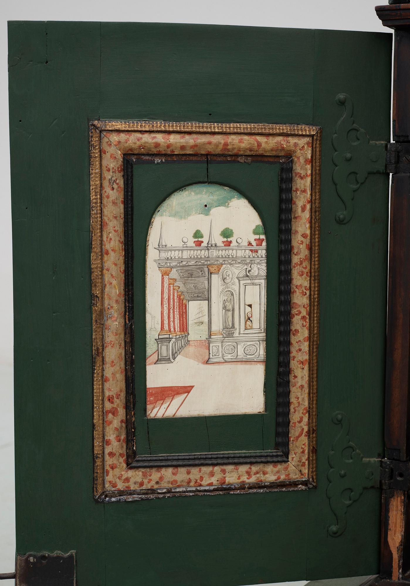 KABINETTSKÅP samt BORD, barock, 1700-tal.