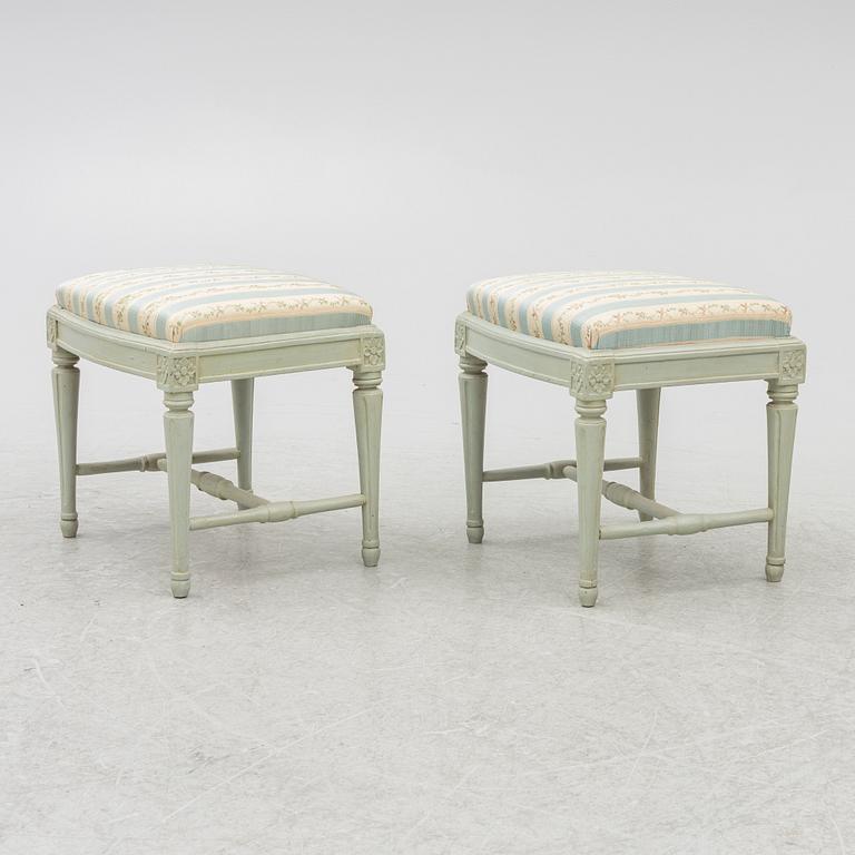 A pair of Gustavian stools, Sweden, late 18th century.