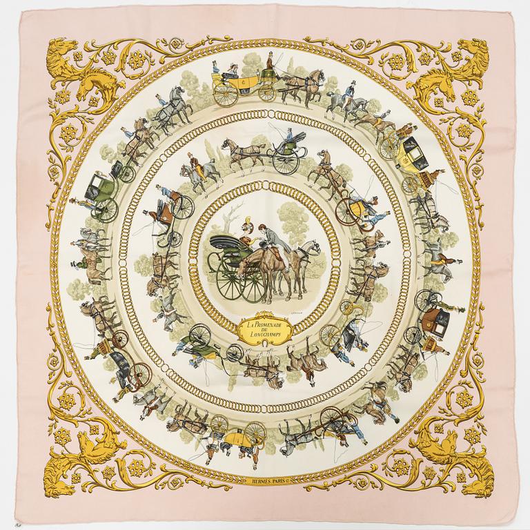 Hermès, three silk scarves.