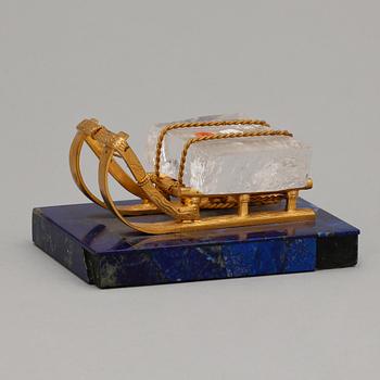 BREVPRESS, lapis lzuli förgylld mässing, 1800/1900-tal.