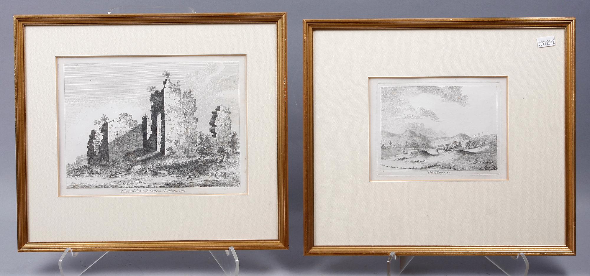 JONAS CARL LINNERHIELM, 5 st, kopparstick, sign o dat i plåten 1796-1804.