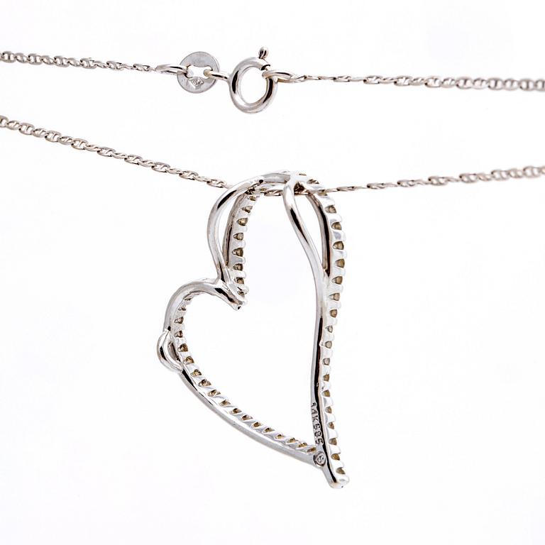 Pendant and chain, 14K whitegold brilliant-cut Diamonds, total length approx 48 cm.