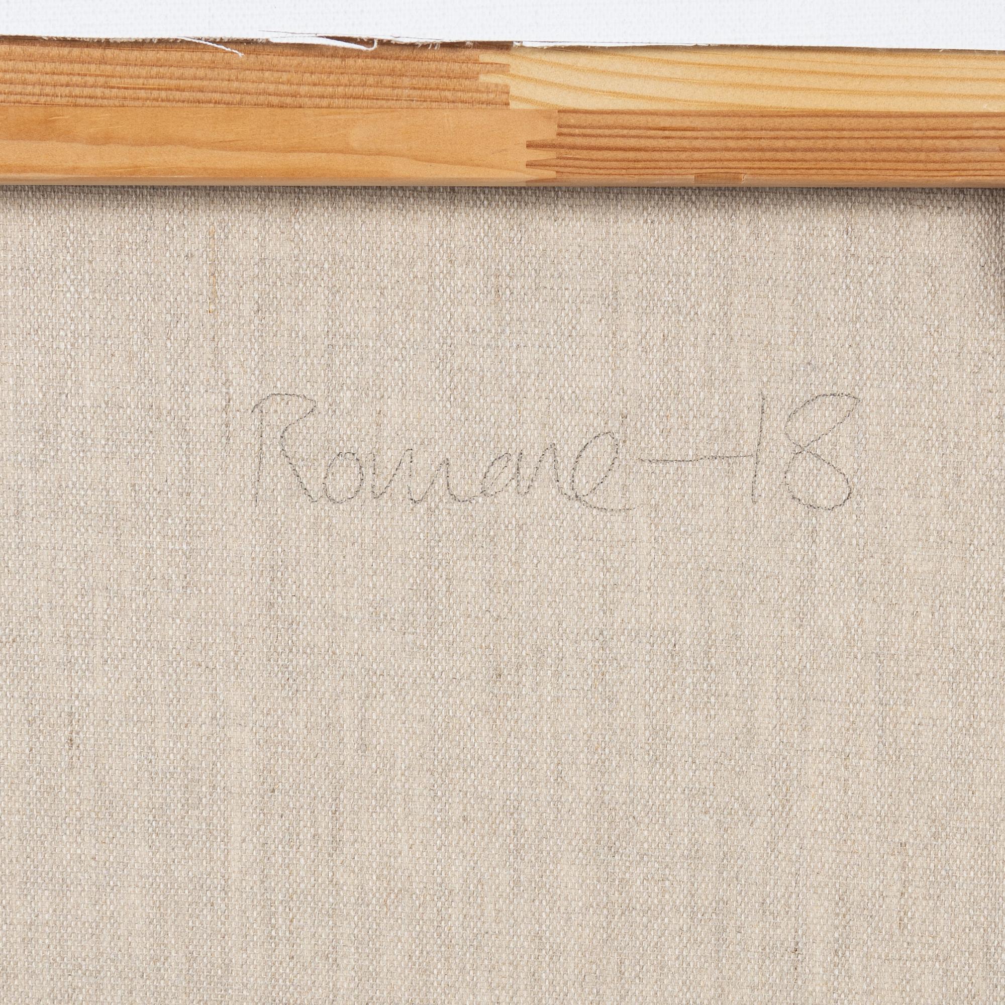 Anders Romare, signerad och daterad -18 a tergo. Akvarell och blyerts på duk.