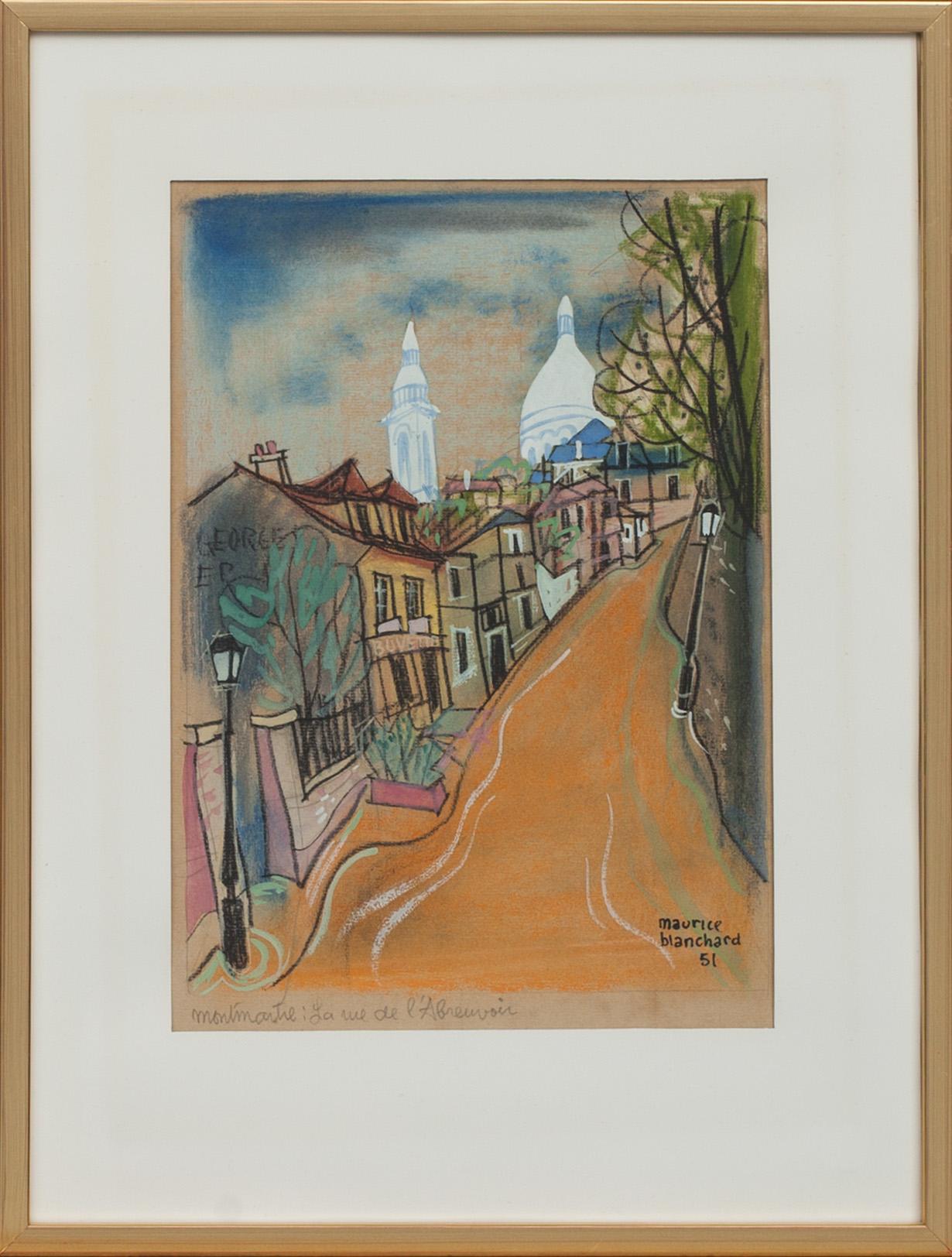MAURICE BLANCHARD, signerad, pastell, Montmartre.