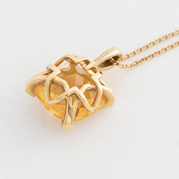 Chimento, pendant with chain, gold with citrine and brilliant-cut diamonds.