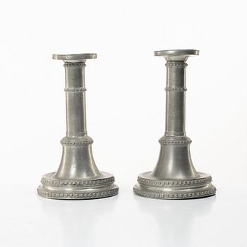 A pair of 19th century candle holders in peuter.
