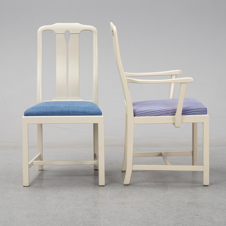 A second half of the 20th Century 11 pcs dining set by Carl Malmsten. Åfors möbelfabrik.