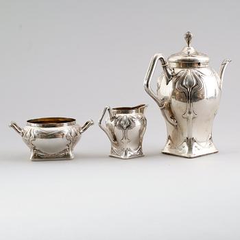 KAFFESERVIS, 3 delar, silver, K Anderson, Stockholm 1911. Vikt ca 931 gram.