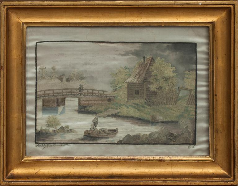 SIDENBRODERI, märkt ES, daterad Stockholm 20 december 1817.